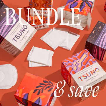 tsuno bundle collection including panty liners regular pads and super pads